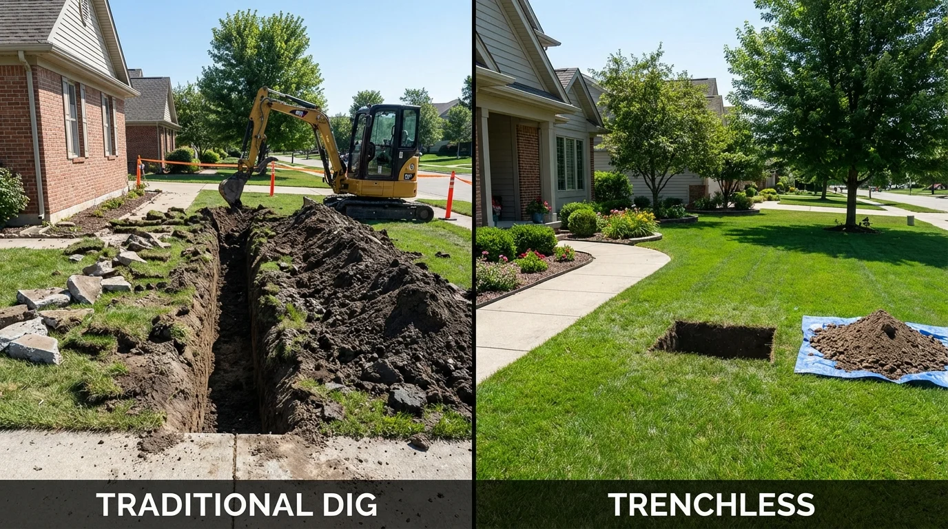 Trenchless sewer repair with minimal yard damage versus traditional excavation in Lakeland, GA